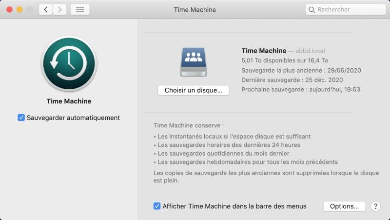 Time Machine sur MacBook